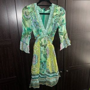 Vintage A.B.S Allen Schwartz Silk Floral Print Dress
